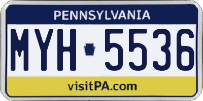 PA license plate MYH5536