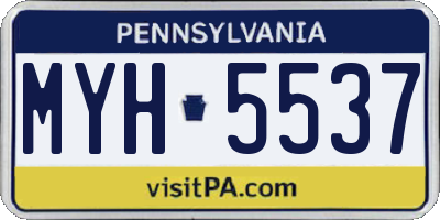 PA license plate MYH5537