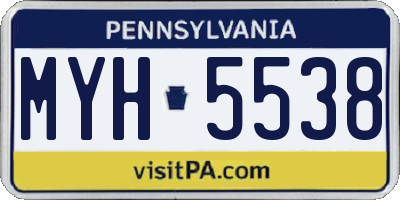 PA license plate MYH5538