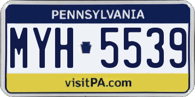 PA license plate MYH5539