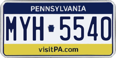 PA license plate MYH5540