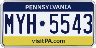 PA license plate MYH5543
