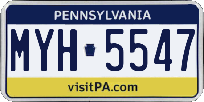 PA license plate MYH5547