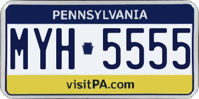 PA license plate MYH5555