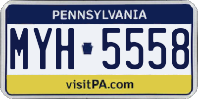 PA license plate MYH5558