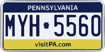 PA license plate MYH5560