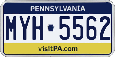 PA license plate MYH5562