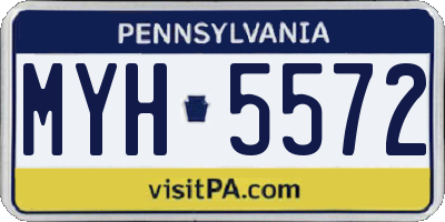 PA license plate MYH5572