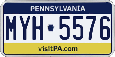 PA license plate MYH5576