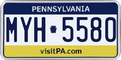 PA license plate MYH5580