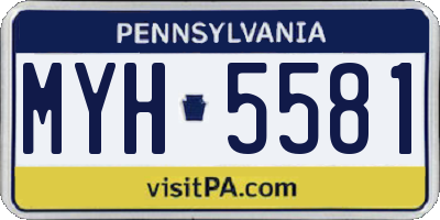 PA license plate MYH5581