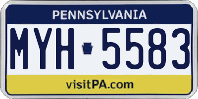 PA license plate MYH5583