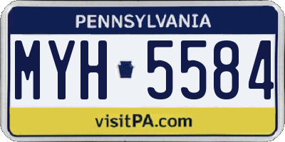 PA license plate MYH5584