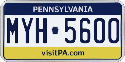 PA license plate MYH5600