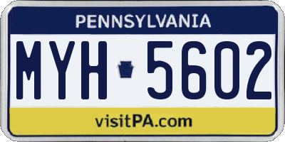 PA license plate MYH5602