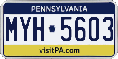 PA license plate MYH5603