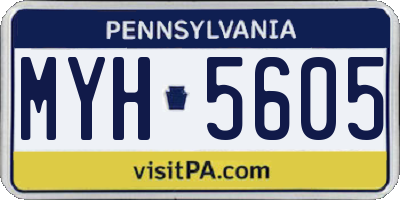 PA license plate MYH5605