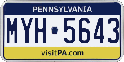 PA license plate MYH5643