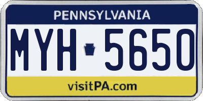 PA license plate MYH5650