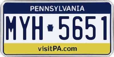 PA license plate MYH5651