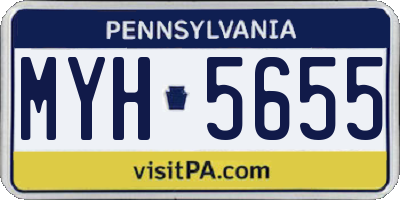 PA license plate MYH5655