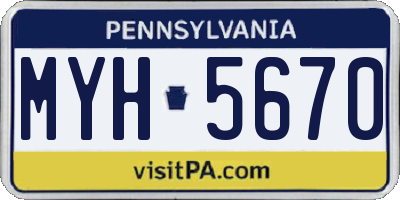 PA license plate MYH5670