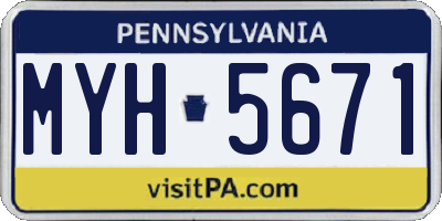 PA license plate MYH5671