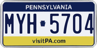 PA license plate MYH5704