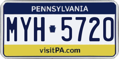 PA license plate MYH5720