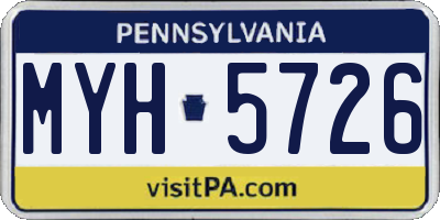 PA license plate MYH5726