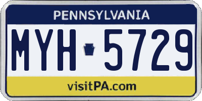 PA license plate MYH5729