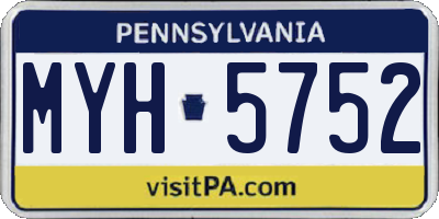 PA license plate MYH5752