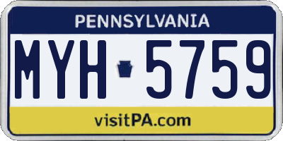 PA license plate MYH5759