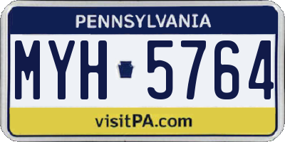 PA license plate MYH5764