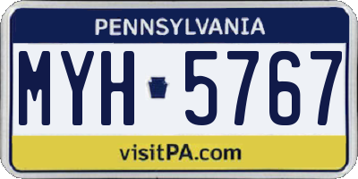 PA license plate MYH5767