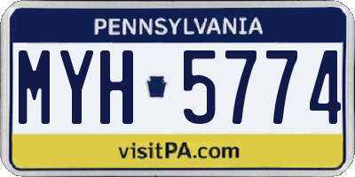 PA license plate MYH5774