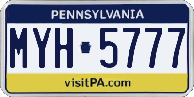 PA license plate MYH5777