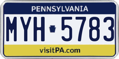 PA license plate MYH5783