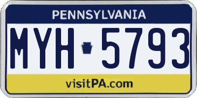 PA license plate MYH5793