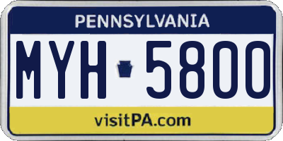 PA license plate MYH5800
