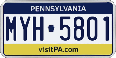 PA license plate MYH5801