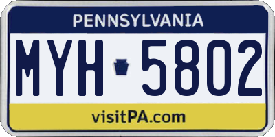 PA license plate MYH5802
