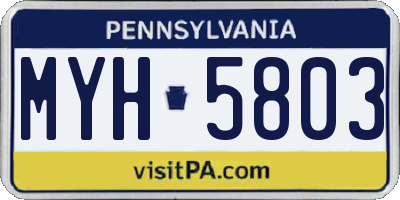 PA license plate MYH5803