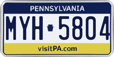 PA license plate MYH5804