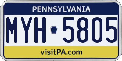 PA license plate MYH5805
