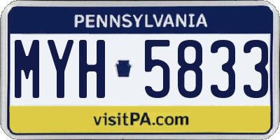 PA license plate MYH5833