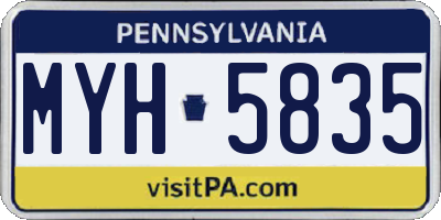 PA license plate MYH5835