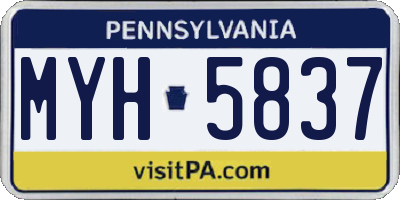 PA license plate MYH5837