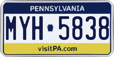 PA license plate MYH5838