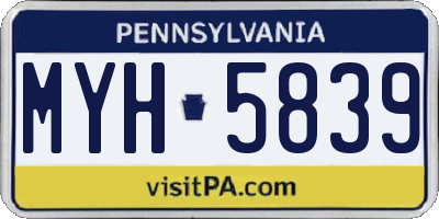 PA license plate MYH5839